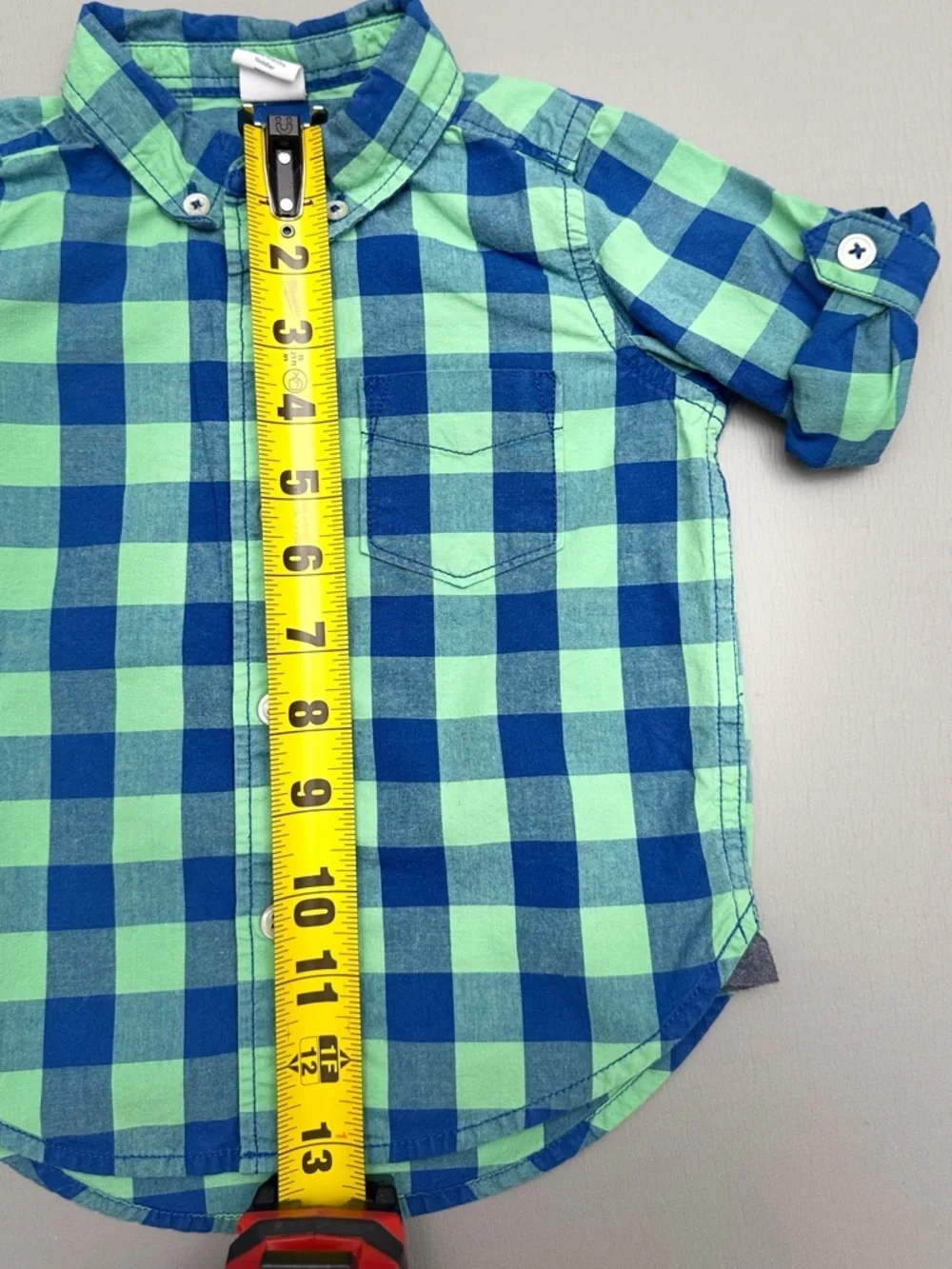GAP Kids Blue and Green Checkered Button-Down Shirt